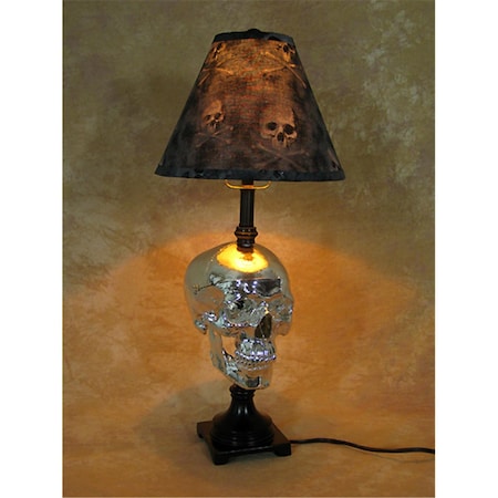 Skeletons And More Chromed Skull Desk Lamp With Bone Shade LAMP-500